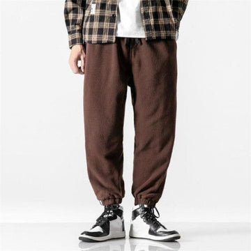 Aidase Men Fleece Pants Loose Autumn Winter Casual Jogging Pants Outdoor Sportwear Sweatpants Tie Feet Elastic Waist Mens Trousers aidase-shop